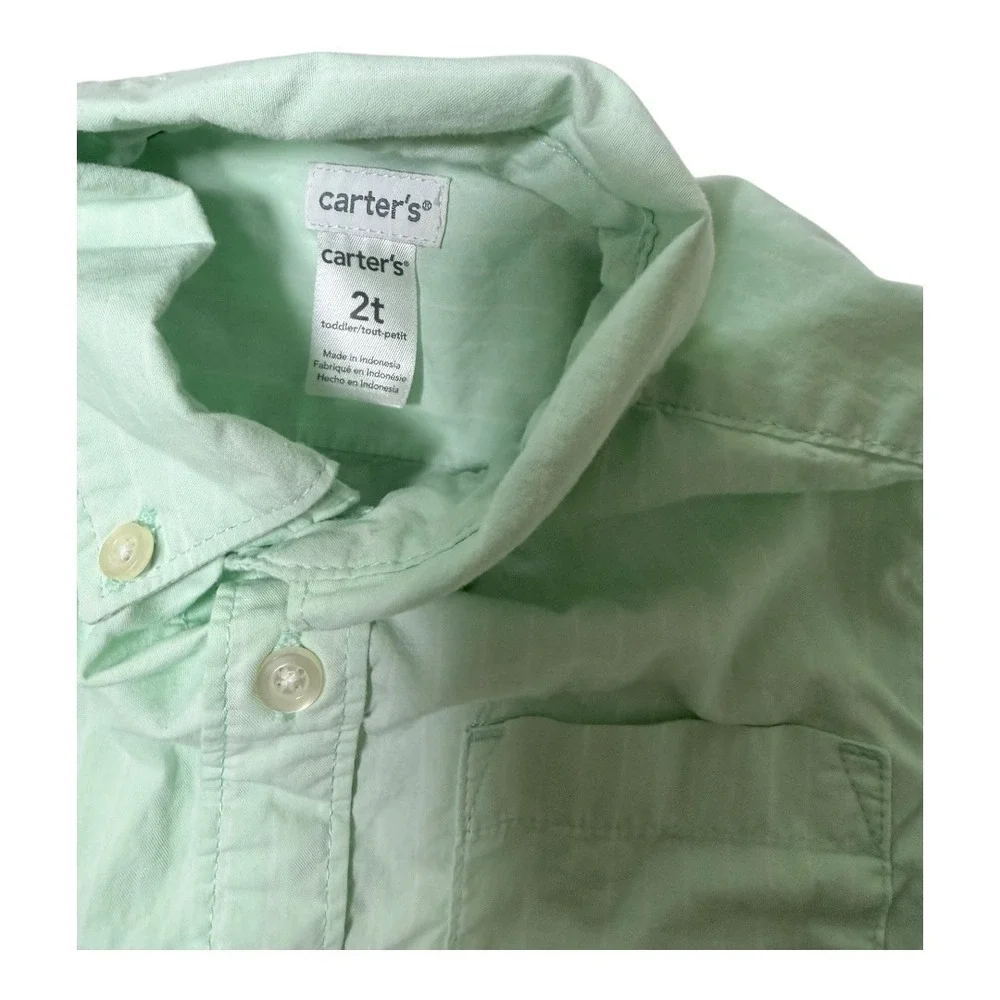 Carter's Janie and Jack Shirts Kids 2T Plaid Flannel Gingham Mint Bundle‎ 4pc